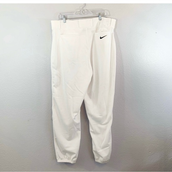 Nike Baseball White Full Length Pants Athletic Men Black Swoosh XL - Picture 3 of 5